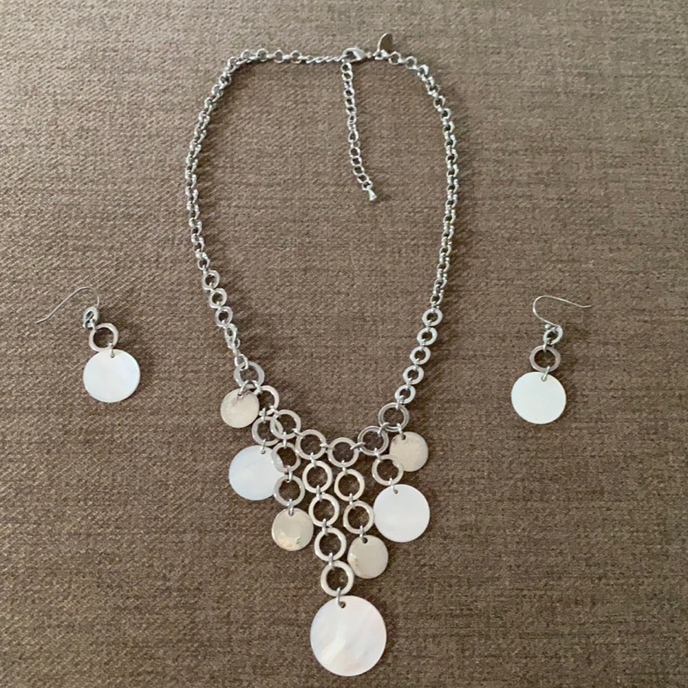 Lia Sophia silver and white necklace and earrings